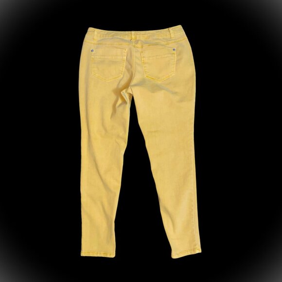 Sz.7/8*Rue 21*Yellow/Tan Denim Ripped-up Skinny Jeans - Picture 3 of 4